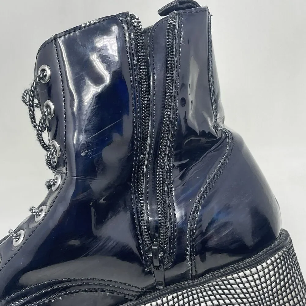 T.U.K. TUK Dolls Kill Platform Boots Womens 10 Black Creepers Wrapped Heel Goth